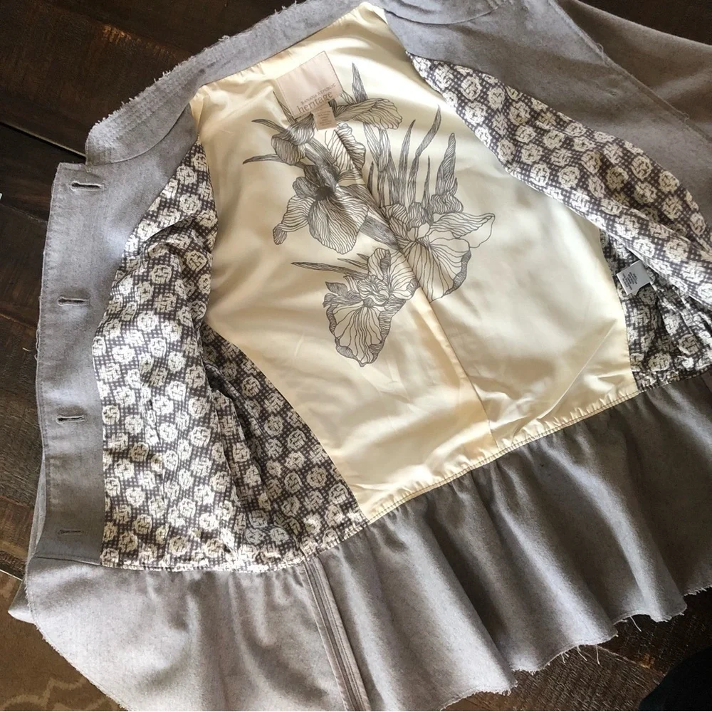 Banana Republic Peplum Military Blazer Gray Wool and Cotton Blend Women's Size 8 - Picture 13 of 16